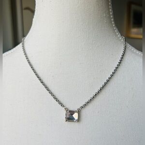 Silver Plated BVG Inspirito Chain with Clear Faux Crystal Rectangle